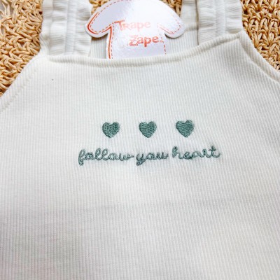 Conj. Regata Follow You Heart e Short - Off White e Verde